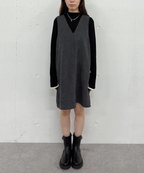 archives（アルシーヴ）の「２ｗａｙＶネックミニジャンスカ（ジャンパースカート・レディース・ブラウン/グレー・MEDIUM）」の10枚目の写真