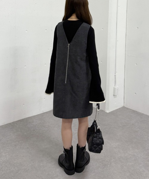 archives（アルシーヴ）の「２ｗａｙＶネックミニジャンスカ（ジャンパースカート・レディース・ブラウン/グレー・MEDIUM）」の9枚目の写真