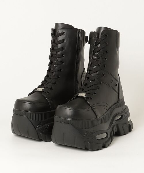 YOSUKE（ヨースケ）の「ヨースケYOSUKEメンズ厚底ビックシルエットエアークッションアンクルパッドレースアップモックスニーカー4468043（スニーカー・メンズ・ブラック/ブラック×パープル・26.0cm/27.0cm）」の2枚目の写真