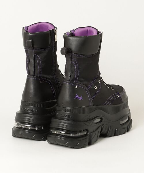 YOSUKE（ヨースケ）の「ヨースケYOSUKEメンズ厚底ビックシルエットエアークッションアンクルパッドレースアップモックスニーカー4468043（スニーカー・メンズ・ブラック/ブラック×パープル・26.0cm/27.0cm）」の3枚目の写真