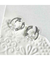 【88eighty-eight】シルバービジューパール空月シンプルピアス【import】(MA)