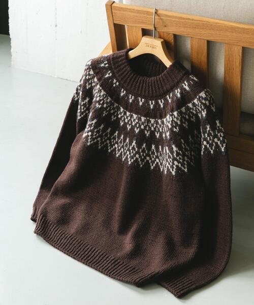 URBAN RESEARCH DOORS（アーバンリサーチドアーズ）の「求心柄モックネックニット（ニット/セーター・メンズ・ホワイト系その他/ブラウン系その他/グレー系その他・MEDIUM/LARGE）」の3枚目の写真