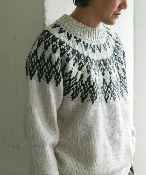 URBAN RESEARCH DOORS（アーバンリサーチドアーズ）の「求心柄モックネックニット（ニット/セーター・メンズ・ホワイト系その他/ブラウン系その他/グレー系その他・MEDIUM/LARGE）」の18枚目の写真