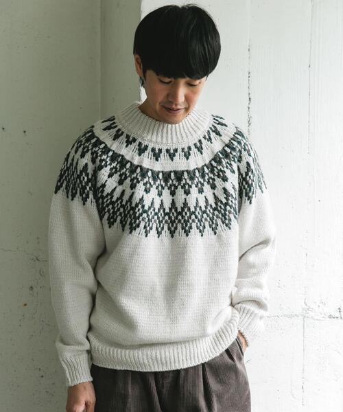 URBAN RESEARCH DOORS（アーバンリサーチドアーズ）の「求心柄モックネックニット（ニット/セーター・メンズ・ホワイト系その他/ブラウン系その他/グレー系その他・MEDIUM/LARGE）」の15枚目の写真