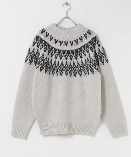 URBAN RESEARCH DOORS（アーバンリサーチドアーズ）の「求心柄モックネックニット（ニット/セーター・メンズ・ホワイト系その他/ブラウン系その他/グレー系その他・MEDIUM/LARGE）」の6枚目の写真