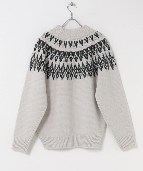 URBAN RESEARCH DOORS（アーバンリサーチドアーズ）の「求心柄モックネックニット（ニット/セーター・メンズ・ホワイト系その他/ブラウン系その他/グレー系その他・MEDIUM/LARGE）」の8枚目の写真