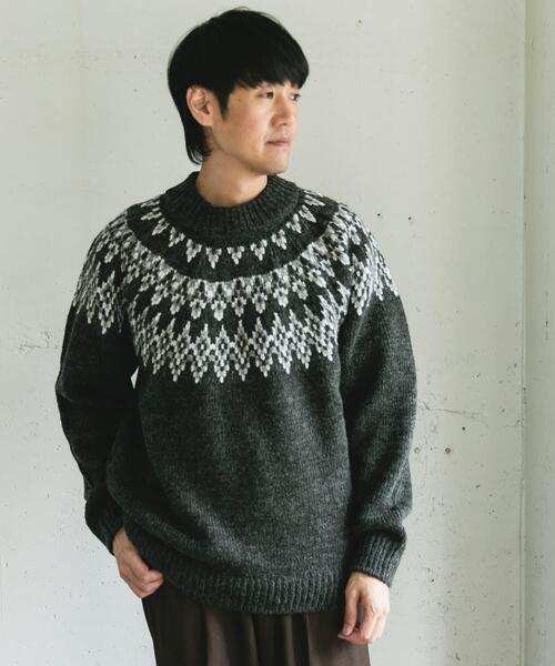 URBAN RESEARCH DOORS（アーバンリサーチドアーズ）の「求心柄モックネックニット（ニット/セーター・メンズ・ホワイト系その他/ブラウン系その他/グレー系その他・MEDIUM/LARGE）」の21枚目の写真