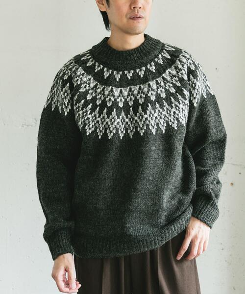 URBAN RESEARCH DOORS（アーバンリサーチドアーズ）の「求心柄モックネックニット（ニット/セーター・メンズ・ホワイト系その他/ブラウン系その他/グレー系その他・MEDIUM/LARGE）」の7枚目の写真