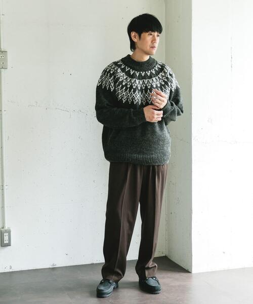 URBAN RESEARCH DOORS（アーバンリサーチドアーズ）の「求心柄モックネックニット（ニット/セーター・メンズ・ホワイト系その他/ブラウン系その他/グレー系その他・MEDIUM/LARGE）」の9枚目の写真