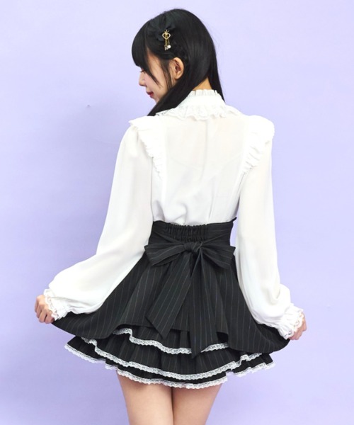 Secret Honey（シークレットハニー）の「ハートバックルスカパン（スカート・レディース・グレー/ブラック・MEDIUM）」の7枚目の写真