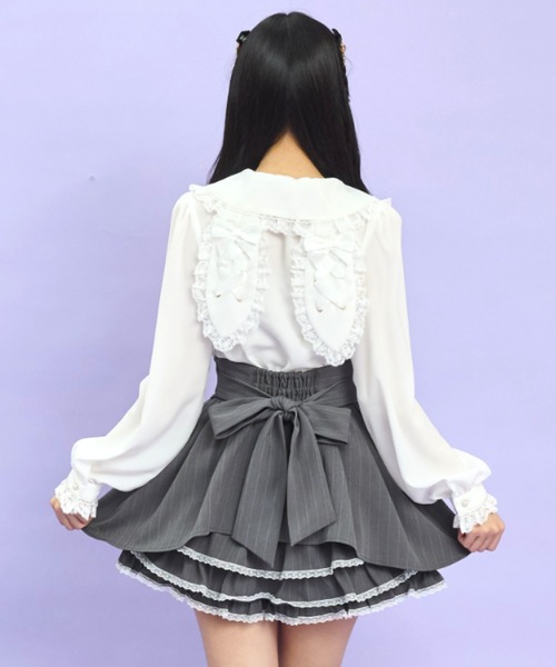 Secret Honey（シークレットハニー）の「ハートバックルスカパン（スカート・レディース・グレー/ブラック・MEDIUM）」の5枚目の写真