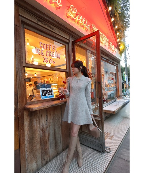 ワンピース mistreass Puff Sleeve Knit Dress Puff Sleeve Knit Dress - MISTREASS