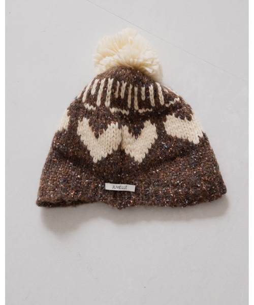 JUMELLE(ジュメロ)の「ボンボンニット帽(ニットキャップ/ビーニー・レディース・ブラウン・FREE)」の9枚目の写真