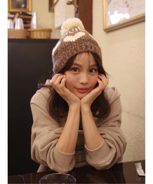 JUMELLE(ジュメロ)の「ボンボンニット帽(ニットキャップ/ビーニー・レディース・ブラウン・FREE)」の15枚目の写真