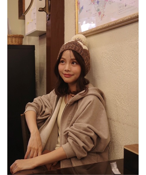JUMELLE(ジュメロ)の「ボンボンニット帽(ニットキャップ/ビーニー・レディース・ブラウン・FREE)」の21枚目の写真