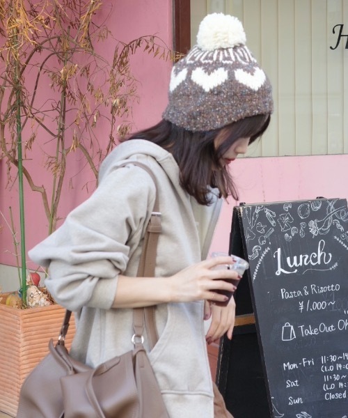 JUMELLE(ジュメロ)の「ボンボンニット帽(ニットキャップ/ビーニー・レディース・ブラウン・FREE)」の14枚目の写真