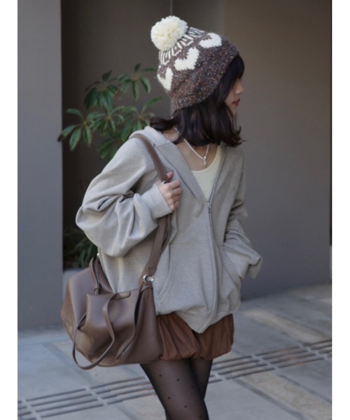 JUMELLE(ジュメロ)の「ボンボンニット帽(ニットキャップ/ビーニー・レディース・ブラウン・FREE)」の12枚目の写真