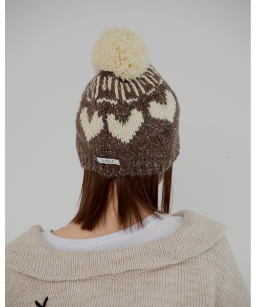 JUMELLE(ジュメロ)の「ボンボンニット帽(ニットキャップ/ビーニー・レディース・ブラウン・FREE)」の6枚目の写真
