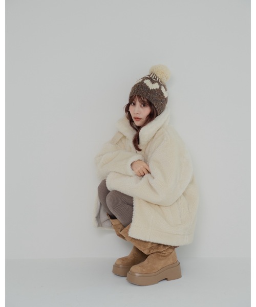 JUMELLE(ジュメロ)の「ボンボンニット帽(ニットキャップ/ビーニー・レディース・ブラウン・FREE)」の18枚目の写真