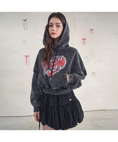 Vivacious(ビバシャス)の「Heart Amour Hoody SALT BLACK(パーカー・レディース・ブラック・SMALL/MEDIUM)」の1枚目の写真
