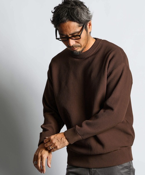 The DUFFER of ST.GEORGE（ザダファーオブセントジョージ）の「WASHABLE WAFFLE KNIT：自宅で洗える ウォッシャブル ワッフルニット（ニット/セーター・メンズ・アッシュグレー/グレー/ダークブラウン/ホワイト/ブラック・MEDIUM/LARGE/X-LARGE）」の5枚目の写真