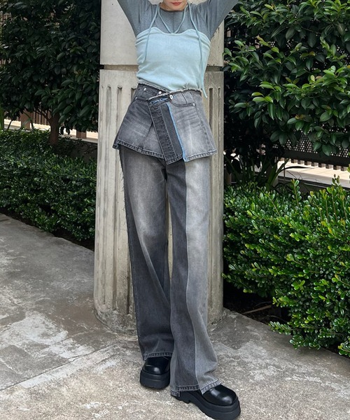 Ameri（アメリ）の「NEON STITCH REMAKE DENIM（デニムパンツ・レディース・ブラック/ブルー・24inch/25inch/26inch）」の4枚目の写真