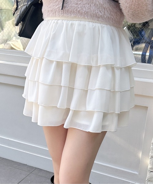 INGNI（イング）の「シアーフリルミニスカパン／A（スカート・レディース・オフホワイト/ブラック・FREE）」の8枚目の写真