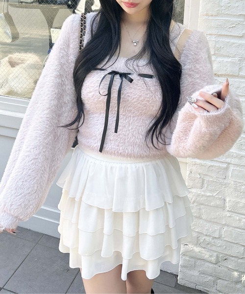 INGNI（イング）の「シアーフリルミニスカパン／A（スカート・レディース・オフホワイト/ブラック・FREE）」の11枚目の写真