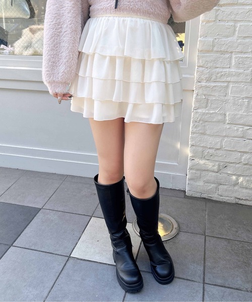 INGNI（イング）の「シアーフリルミニスカパン／A（スカート・レディース・オフホワイト/ブラック・FREE）」の12枚目の写真