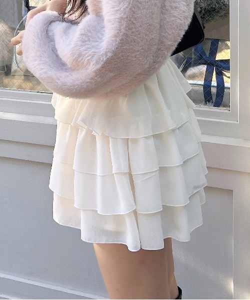 INGNI（イング）の「シアーフリルミニスカパン／A（スカート・レディース・オフホワイト/ブラック・FREE）」の9枚目の写真