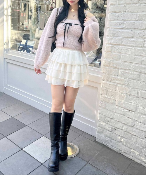 INGNI（イング）の「シアーフリルミニスカパン／A（スカート・レディース・オフホワイト/ブラック・FREE）」の13枚目の写真