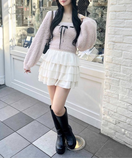 INGNI（イング）の「シアーフリルミニスカパン／A（スカート・レディース・オフホワイト/ブラック・FREE）」の14枚目の写真