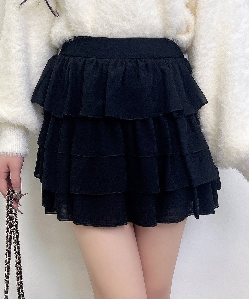 INGNI（イング）の「シアーフリルミニスカパン／A（スカート・レディース・オフホワイト/ブラック・FREE）」の15枚目の写真