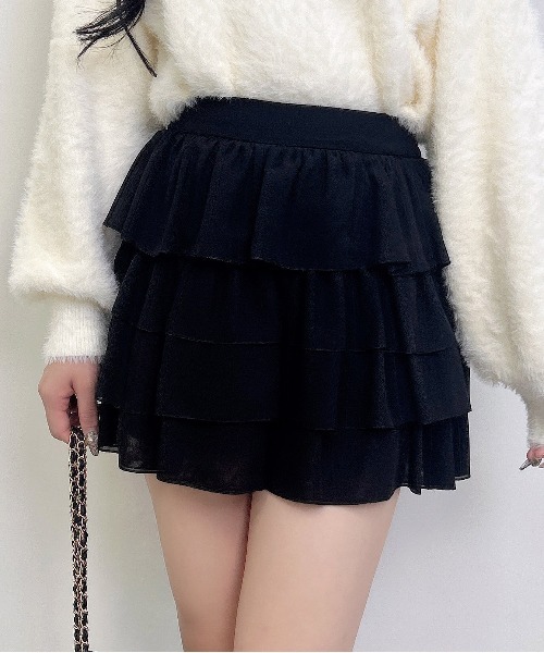 INGNI（イング）の「シアーフリルミニスカパン／A（スカート・レディース・オフホワイト/ブラック・FREE）」の17枚目の写真