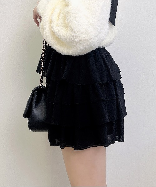 INGNI（イング）の「シアーフリルミニスカパン／A（スカート・レディース・オフホワイト/ブラック・FREE）」の6枚目の写真