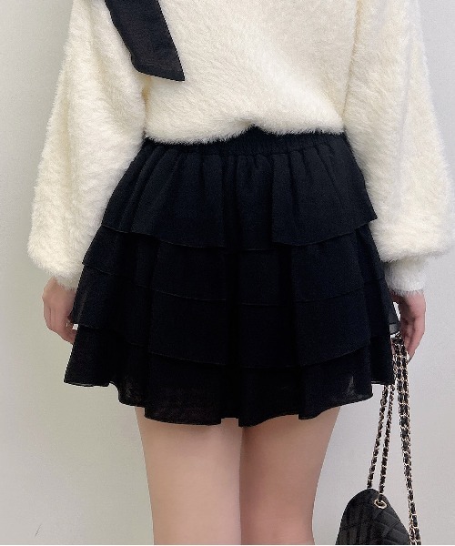 INGNI（イング）の「シアーフリルミニスカパン／A（スカート・レディース・オフホワイト/ブラック・FREE）」の5枚目の写真