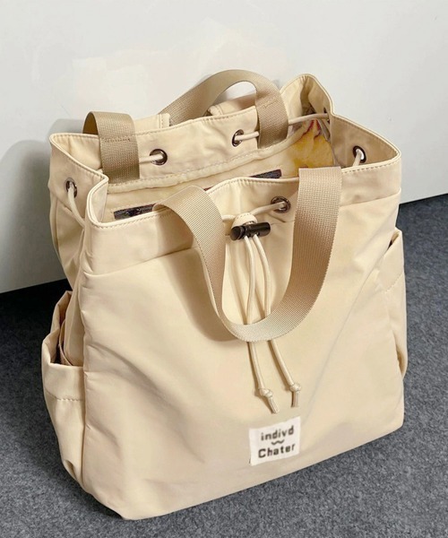 Miniministore(ミニミニストア)の「ナイロンリュック 巾着トートバッグ韓国風(バックパック/リュック・レディース・サックスブルー/ベージュ・FREE)」の1枚目の写真