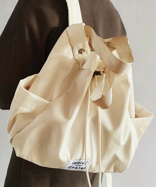 Miniministore(ミニミニストア)の「ナイロンリュック 巾着トートバッグ韓国風(バックパック/リュック・レディース・サックスブルー/ベージュ・FREE)」の3枚目の写真