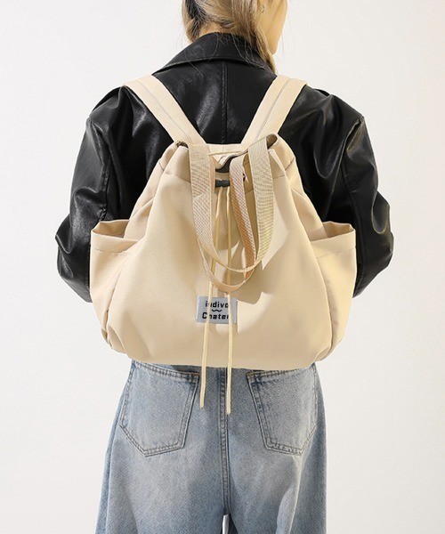 Miniministore(ミニミニストア)の「ナイロンリュック 巾着トートバッグ韓国風(バックパック/リュック・レディース・サックスブルー/ベージュ・FREE)」の6枚目の写真