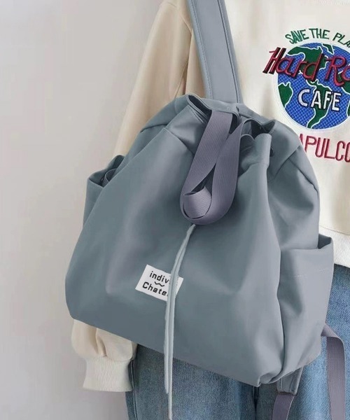 Miniministore(ミニミニストア)の「ナイロンリュック 巾着トートバッグ韓国風(バックパック/リュック・レディース・サックスブルー/ベージュ・FREE)」の7枚目の写真