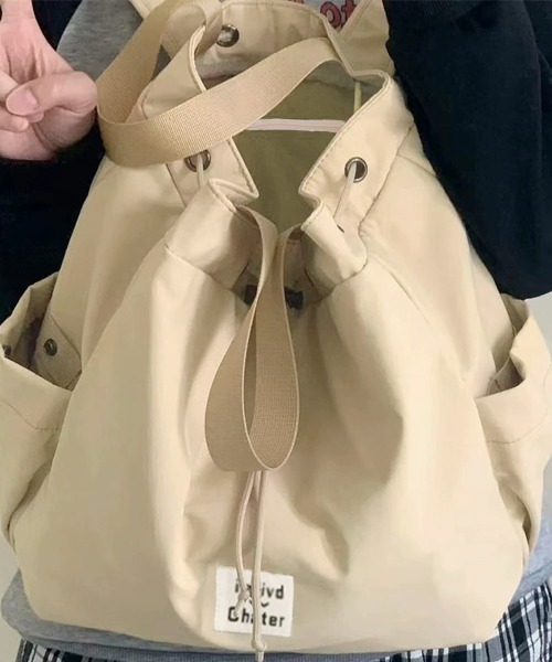 Miniministore(ミニミニストア)の「ナイロンリュック 巾着トートバッグ韓国風(バックパック/リュック・レディース・サックスブルー/ベージュ・FREE)」の9枚目の写真