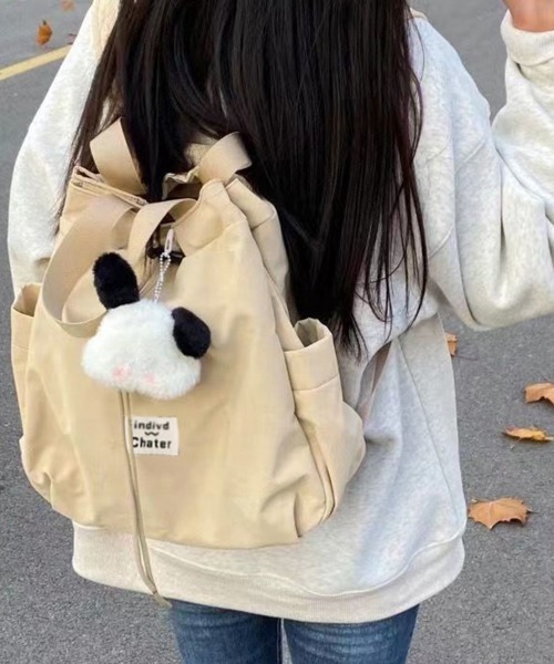 Miniministore(ミニミニストア)の「ナイロンリュック 巾着トートバッグ韓国風(バックパック/リュック・レディース・サックスブルー/ベージュ・FREE)」の12枚目の写真