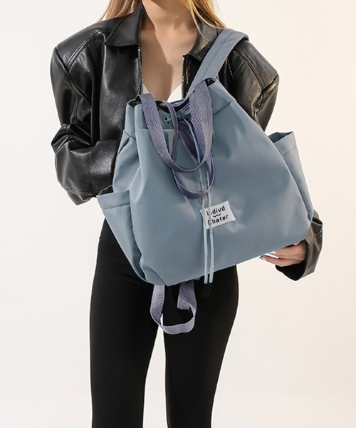 Miniministore(ミニミニストア)の「ナイロンリュック 巾着トートバッグ韓国風(バックパック/リュック・レディース・サックスブルー/ベージュ・FREE)」の16枚目の写真