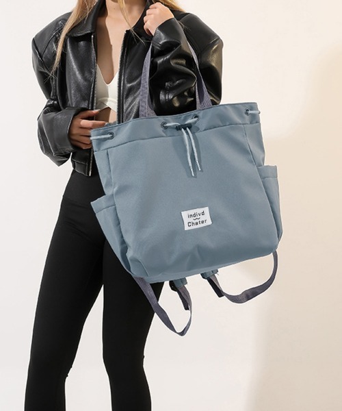 Miniministore(ミニミニストア)の「ナイロンリュック 巾着トートバッグ韓国風(バックパック/リュック・レディース・サックスブルー/ベージュ・FREE)」の17枚目の写真
