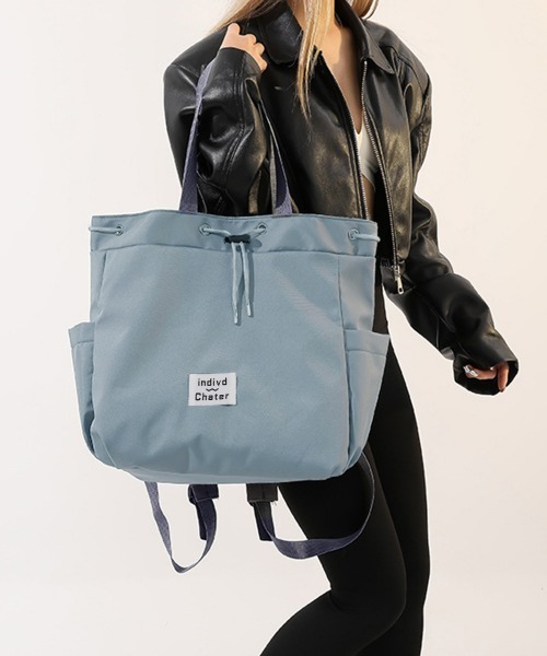 Miniministore(ミニミニストア)の「ナイロンリュック 巾着トートバッグ韓国風(バックパック/リュック・レディース・サックスブルー/ベージュ・FREE)」の19枚目の写真