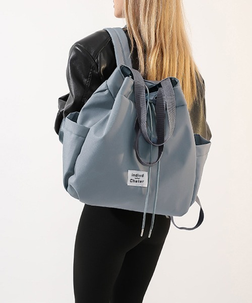 Miniministore(ミニミニストア)の「ナイロンリュック 巾着トートバッグ韓国風(バックパック/リュック・レディース・サックスブルー/ベージュ・FREE)」の20枚目の写真