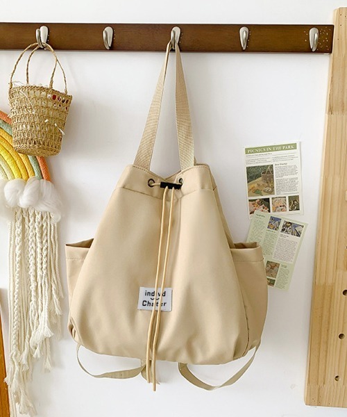 Miniministore(ミニミニストア)の「ナイロンリュック 巾着トートバッグ韓国風(バックパック/リュック・レディース・サックスブルー/ベージュ・FREE)」の21枚目の写真