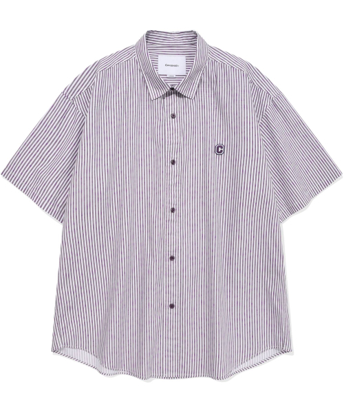 COVERNAT(カバーナット)の「ドローイングストライプハーフシャツパープル(シャツ/ブラウス・レディース・その他・MEDIUM/LARGE/X-LARGE/XX-LARGE/SMALL)」の1枚目の写真