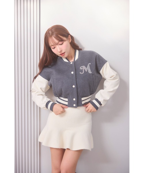 MISTREASS(ミストレアス)の「Bicolor Compact Stadium Jacket(スタジャン・レディース・グレー/ベージュ・FREE)」の4枚目の写真