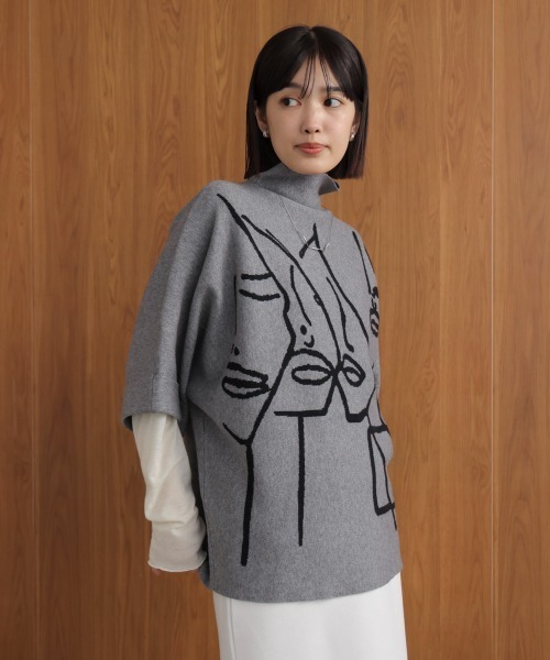 Bou Jeloud（ブージュルード）の「フェイスアートニット（ニット/セーター・レディース・オフホワイト/グレー/ブラック・FREE）」の17枚目の写真